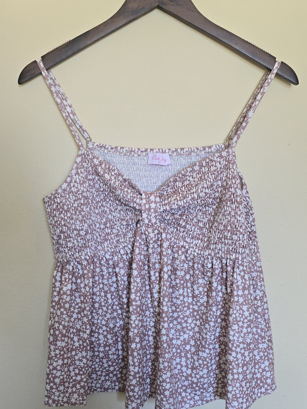 Pink Lily Mauve Floral Smocked Tank Top